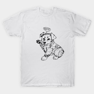 Cute Australian Shepherd Puppy Sketch T-Shirt